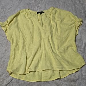 Marc New York Andrew Marc linen pullover top size large yellow, XL